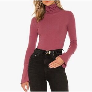 Free People Intimately Sydney Layering Top Small Ribbed Turtleneck Smokey Wings